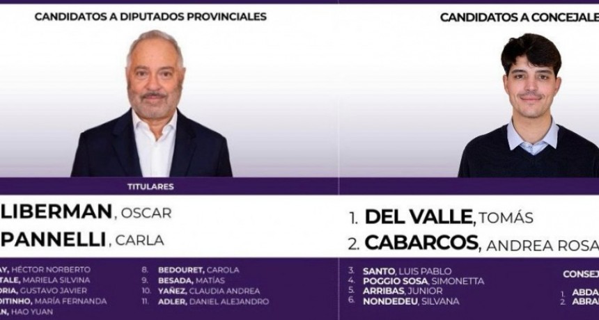 Con la presencia del primer candidato seccional Oscar Liberman, será presentada este jueves la lista local de LLA