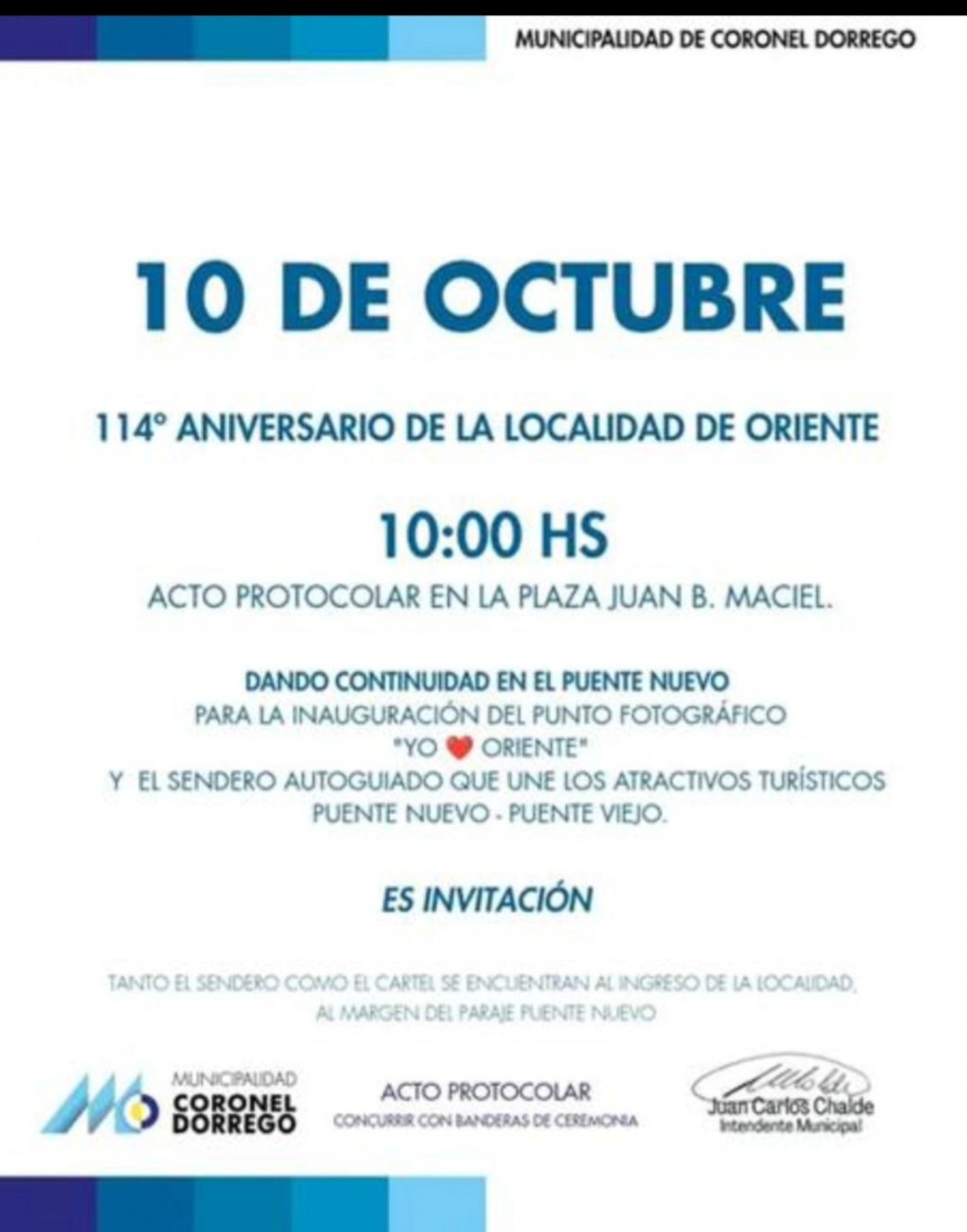 Mañana viernes Oriente celebrará 114 años